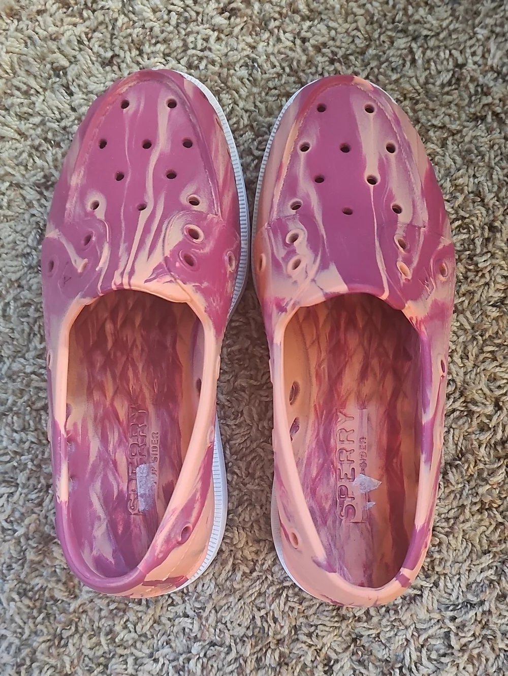 Sperry Women's Pink Marbled Slip-On Sandals